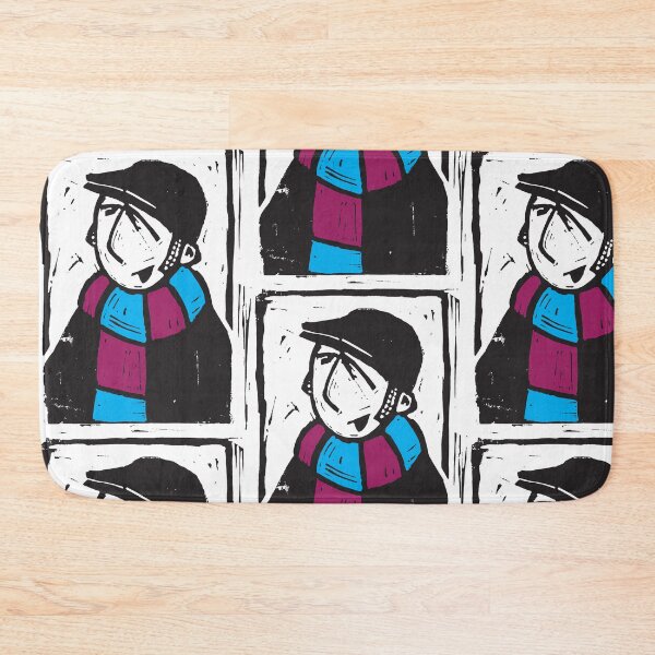 Item preview, Classic Football Fan Illustration | Retro Terrace Supporter | Claret & Blue Scarf - Lino designed and sold by GWARTGB.