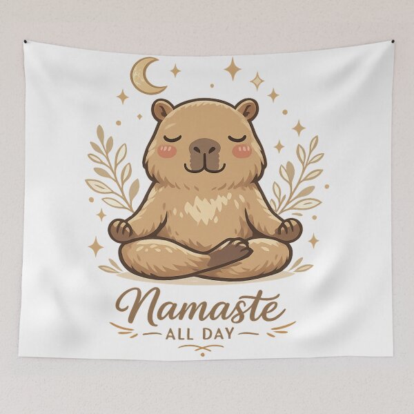 Item preview, Cute Meditating Capybara “Namaste All Day” Yoga Aesthetic Illustration designed and sold by MartBook.