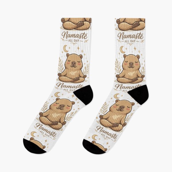 Item preview, Cute Meditating Capybara “Namaste All Day” Yoga Aesthetic Illustration designed and sold by MartBook.