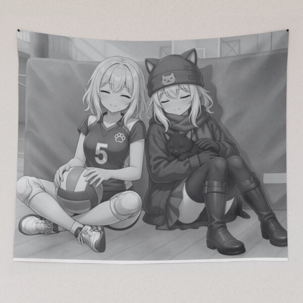 Item preview, Slipstream Twins – Nostalgic Gym Scene (Tapestry Edition)  スリップストリーム双子 – ノスタルジック体育館シーン（タペストリー版） designed and sold by dragon580.