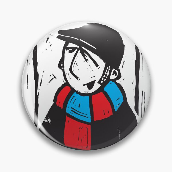 Item preview, Classic Football Fan Illustration | Retro Terrace Supporter | Red & Blue Scarf - Lino designed and sold by GWARTGB.