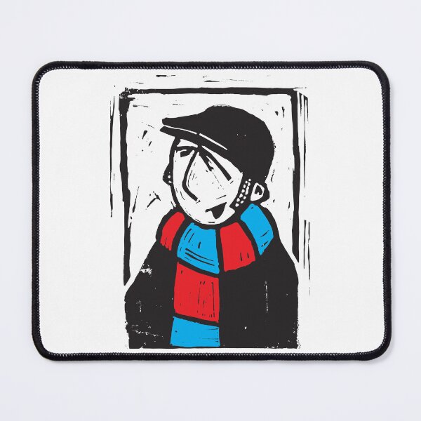 Item preview, Classic Football Fan Illustration | Retro Terrace Supporter | Red & Blue Scarf - Lino designed and sold by GWARTGB.