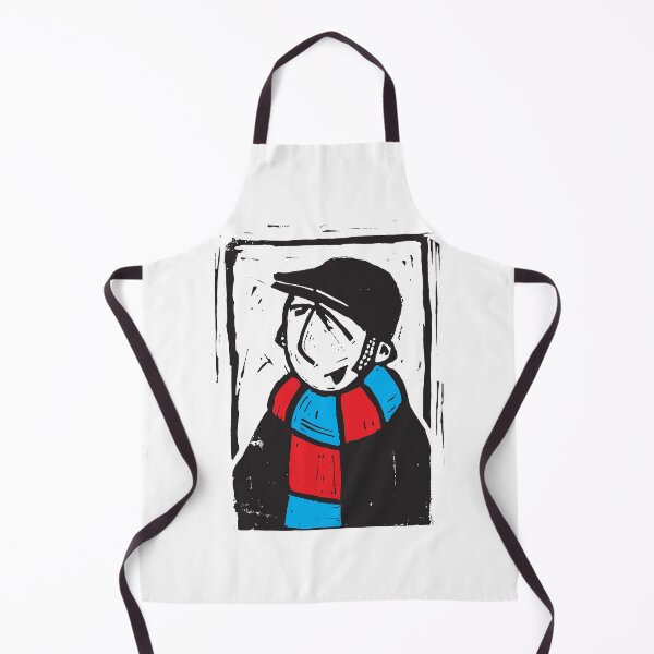 Item preview, Classic Football Fan Illustration | Retro Terrace Supporter | Red & Blue Scarf - Lino designed and sold by GWARTGB.