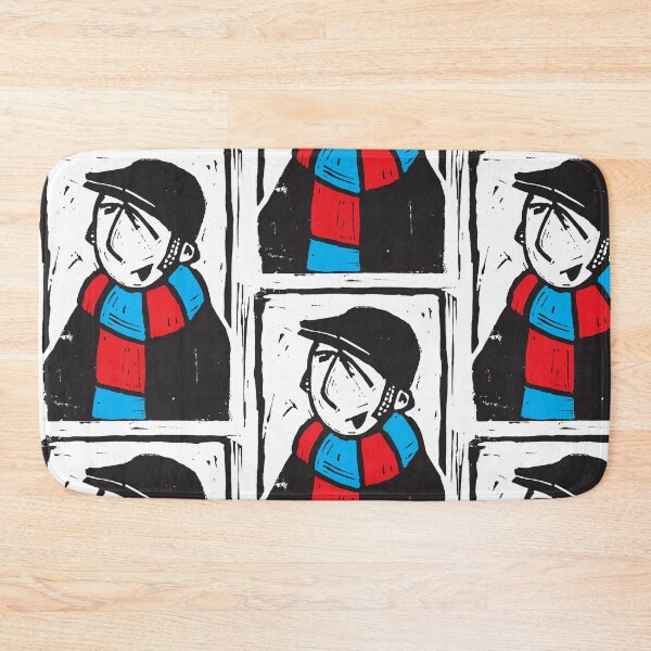 Item preview, Classic Football Fan Illustration | Retro Terrace Supporter | Red & Blue Scarf - Lino designed and sold by GWARTGB.