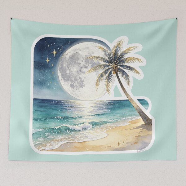 Item preview, Serenity Under the Moon Over Ocean Waves designed and sold by MaryFiremoonArt.