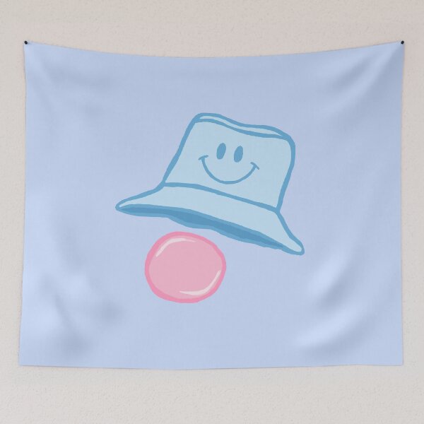 Item preview, Cartoon Baby Blue Smiley Bucket Hat with Bubblegum designed and sold by CamilasPrints.