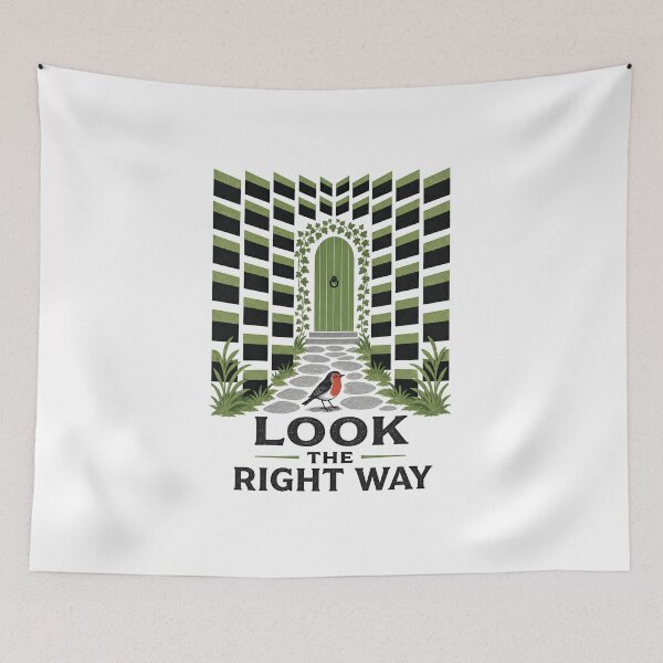 Item preview, The Secret Garden Look The Right Way Geometric Perspective Op Art designed and sold by Fenay Designs.