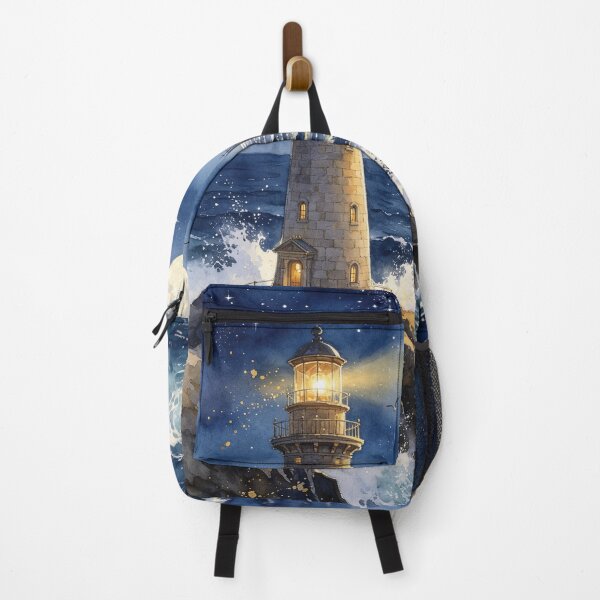 Item preview, Classic Lighthouse Under Moonlit Ocean Sky designed and sold by MaryFiremoonArt.