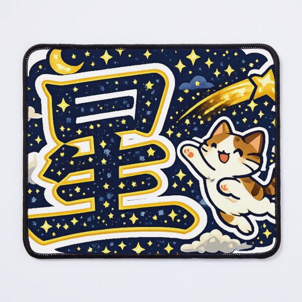 Item preview, Kawaii Star Cat Sticker – Japanese Kanji "星" Shooting Star Anime Design designed and sold by kawaii animal store (in Japan).
