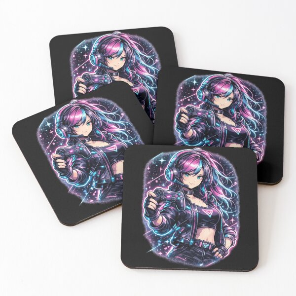 Item preview, Anime Gamer Girl Cyberpunk Neon - Synthwave Gaming  designed and sold by irfanshikh.