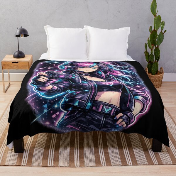 Item preview, Anime Gamer Girl Cyberpunk Neon - Synthwave Gaming designed and sold by irfanshikh.