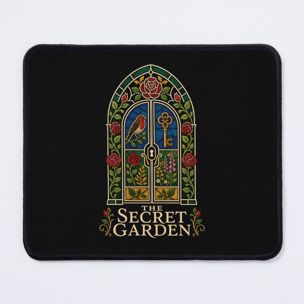Item preview, The Secret Garden Stained Glass Arched Door Robin Key Rose designed and sold by Fenay Designs.