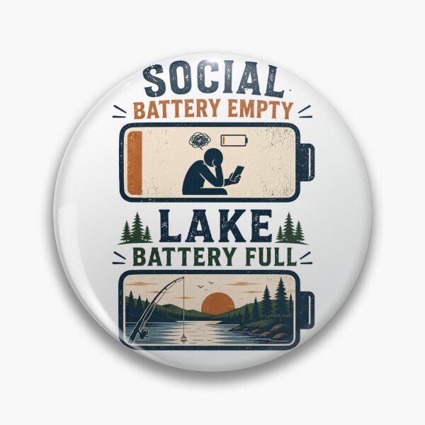 Item preview, Social Battery Empty Lake Battery Full Fishing designed and sold by 404CLOTHINGG.
