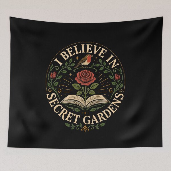 Item preview, I Believe In Secret Gardens Open Book Rose Robin Floral Wreath designed and sold by Fenay Designs.