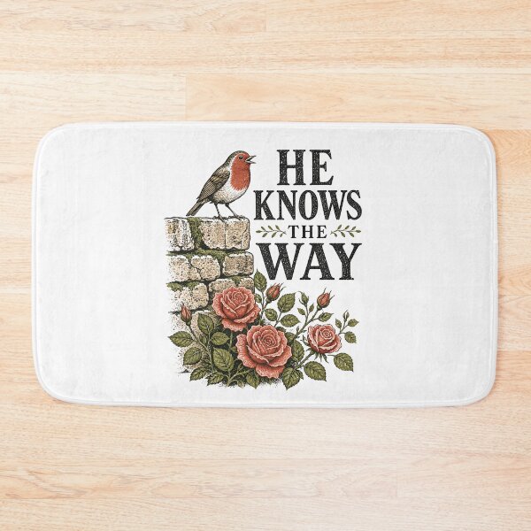 Item preview, He Knows The Way The Secret Garden Robin Stone Wall Roses designed and sold by Fenay Designs.