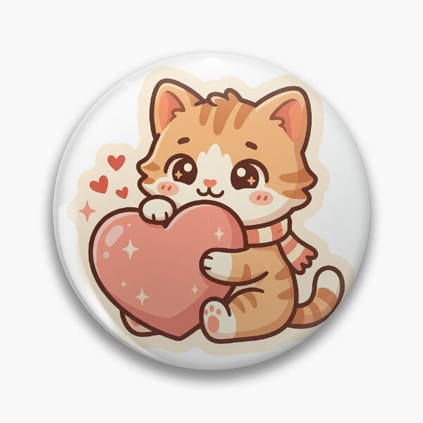 Item preview, Cute Kawaii Orange Cat Holding a Big Heart designed and sold by Lu7u.
