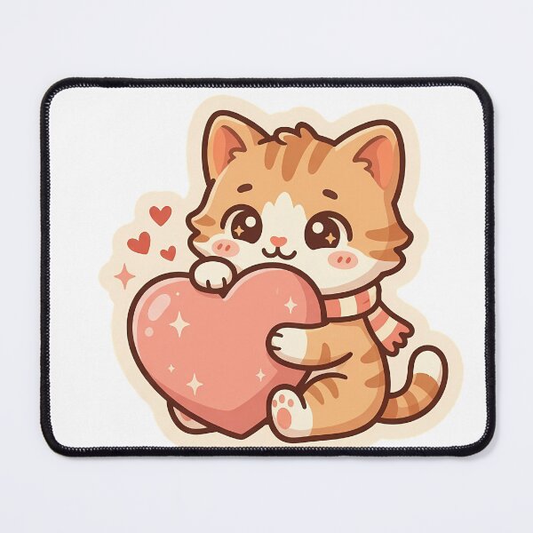 Item preview, Cute Kawaii Orange Cat Holding a Big Heart designed and sold by Lu7u.