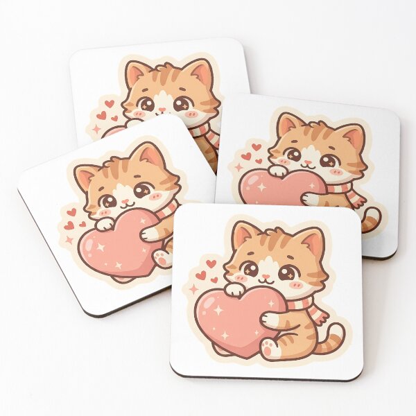 Item preview, Cute Kawaii Orange Cat Holding a Big Heart designed and sold by Lu7u.