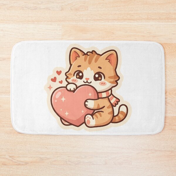 Item preview, Cute Kawaii Orange Cat Holding a Big Heart designed and sold by Lu7u.