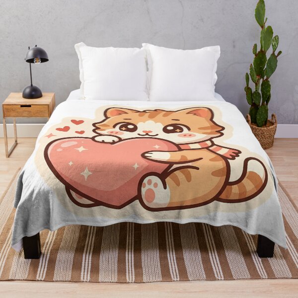 Item preview, Cute Kawaii Orange Cat Holding a Big Heart designed and sold by Lu7u.