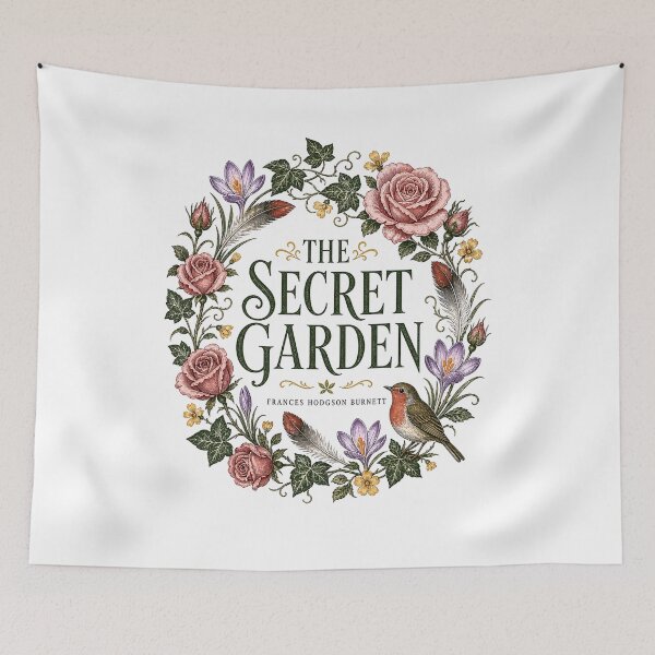 Item preview, The Secret Garden Floral Wreath Pink Roses Crocus Robin Bird designed and sold by Fenay Designs.