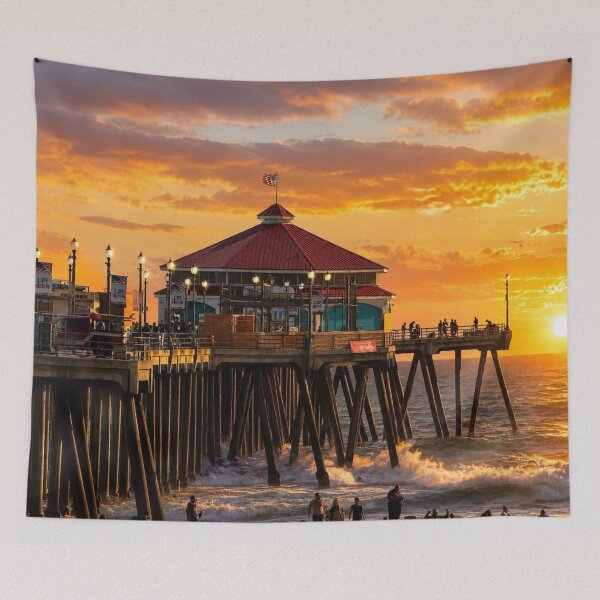 Item preview, Golden Evening at Huntington Beach Pier designed and sold by Kimberly Palmer.