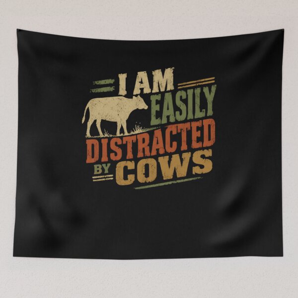 Item preview, I Am Easily Distracted By Cows Cow Lover Farming Humor designed and sold by RetroMini2026.