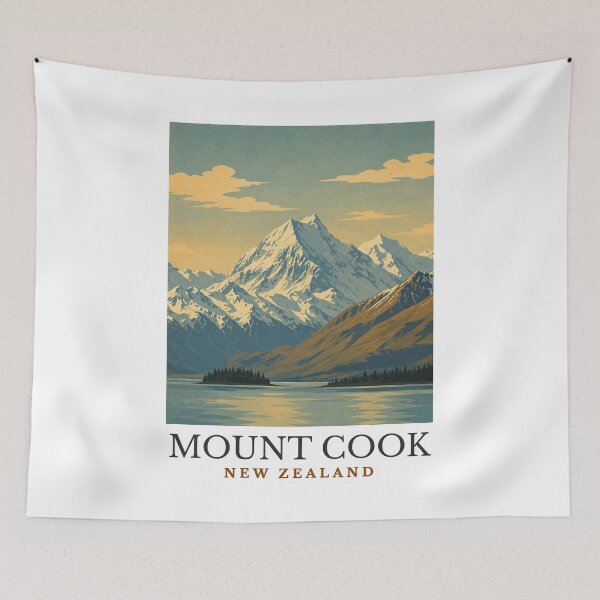 Aperçu de l'œuvre Mont Cook - Nouvelle-Zélande créée et vendue par GoodOldVintage.