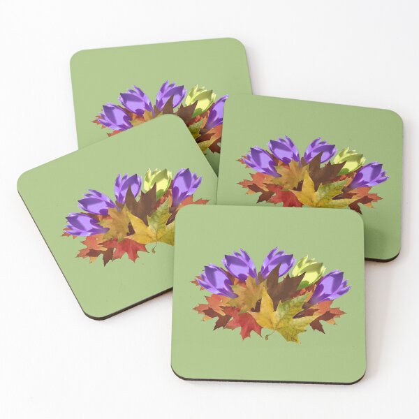 Item preview, Autumn bouquet with leaves and purlpe and yellow flowers designed and sold by mariya-ivanova.
