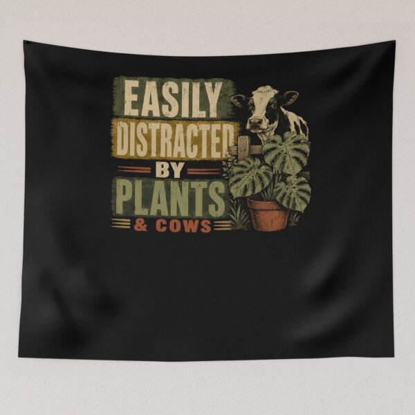 Item preview, Easily Distracted By Plants & Cows Plant Lover Cow Lover Gardener Farmer designed and sold by RetroMini2026.