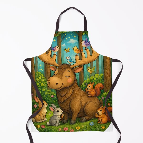 Item preview, Forest Moose Companions | Whimsical Woodland Wildlife Art designed and sold by Clothes With Smiling Animals Walt Gral.