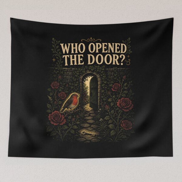 Item preview, Who Opened The Door The Secret Garden Robin Key Stone Wall designed and sold by Fenay Designs.