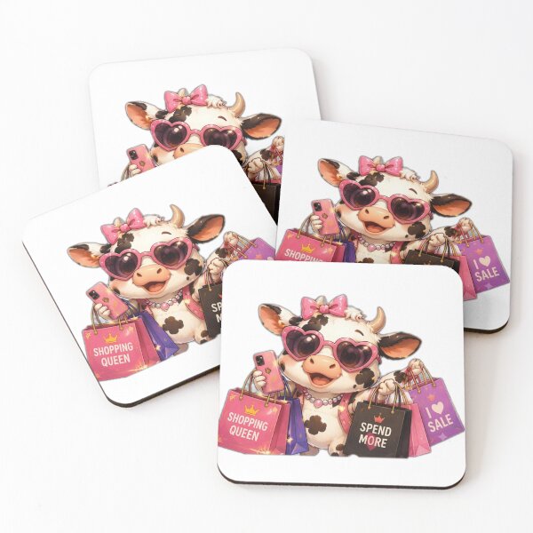 Item preview, Cute Shopping Queen Cow with Bags designed and sold by DailyDoodlesBySumbul.