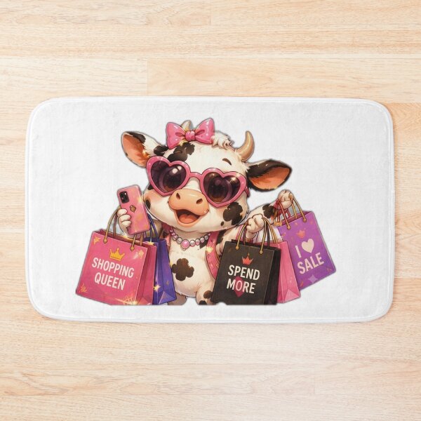 Item preview, Cute Shopping Queen Cow with Bags designed and sold by DailyDoodlesBySumbul.