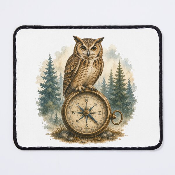 Item preview, Wise Owl On Vintage Compass Travel Adventure designed and sold by AQUILAKREO.