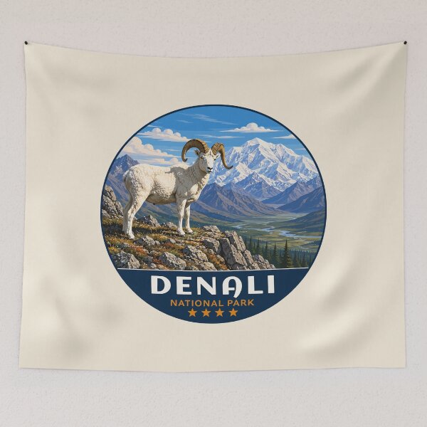 Item preview, Denali National Park Retro Mountain Wilderness designed and sold by Gideon Emmerich.