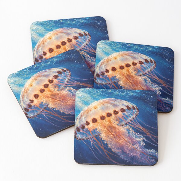 Item preview, Luminous Drift – Glowing Jellyfish Oil Painting designed and sold by Kimberly Palmer.