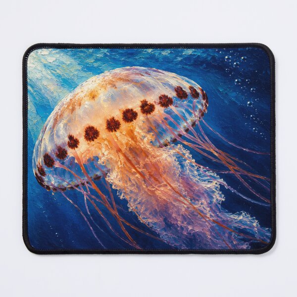 Item preview, Luminous Drift – Glowing Jellyfish Oil Painting designed and sold by Kimberly Palmer.