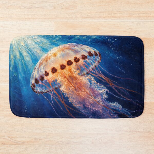 Item preview, Luminous Drift – Glowing Jellyfish Oil Painting designed and sold by Kimberly Palmer.