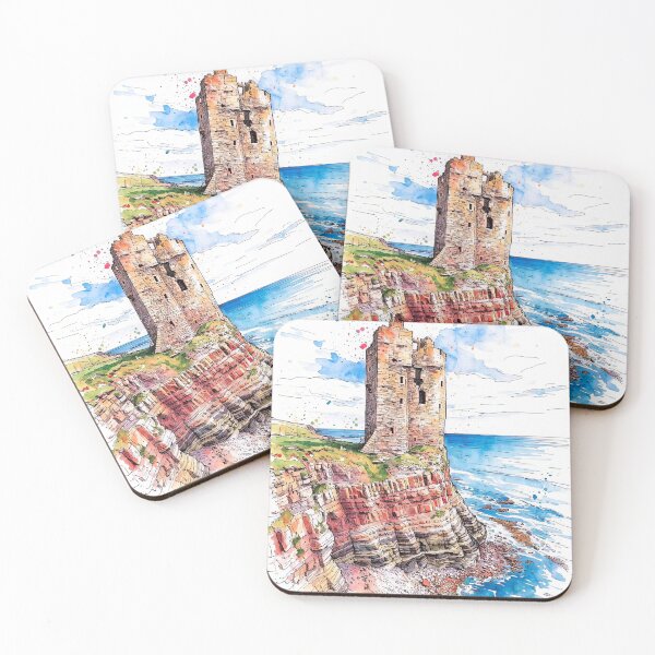Item preview, Watercolour illustration of Keiss Castle, Caithness, Scotland designed and sold by davidelder.