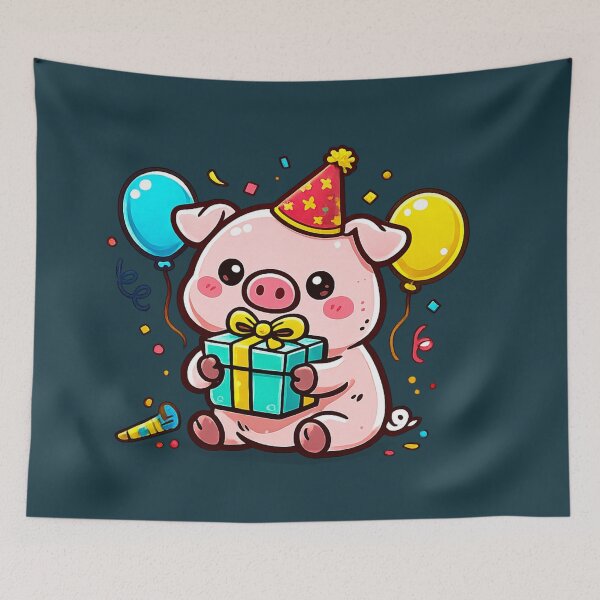 Item preview, Cute Birthday Pig Kawaii Sticker designed and sold by PremVerse.