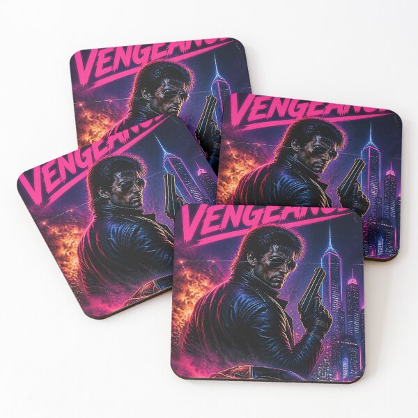 Item preview, Neon Vengeance Retro Action Poster designed and sold by ArtMotionFlow.