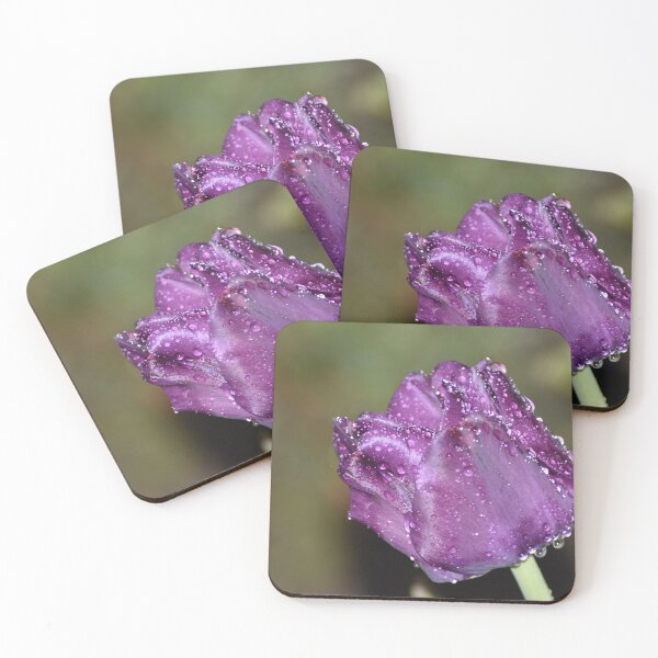 Item preview, Purple Tulip with Raindrops Close Up | Macro Photography designed and sold by TathataPhotos.