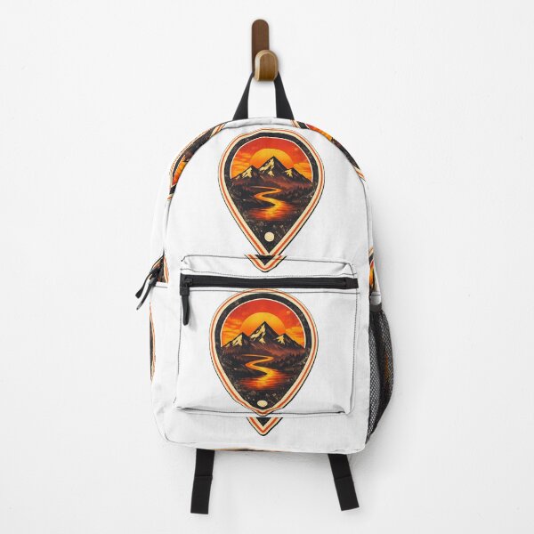 Item preview, Retro Mountain Sunset Pin Shape designed and sold by GabeMountainArt.