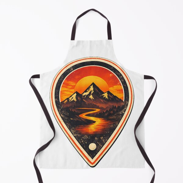 Item preview, Retro Mountain Sunset Pin Shape designed and sold by GabeMountainArt.