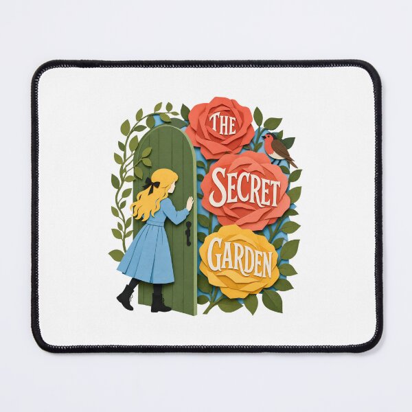Item preview, The Secret Garden Papercut Silhouette Hidden Green Door Girl designed and sold by Fenay Designs.