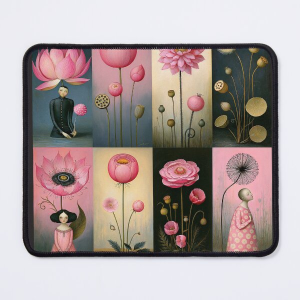 Item preview, Whimsical Pink Botanical Collection — Vintage Folk Art Flowers designed and sold by Creative Nook.