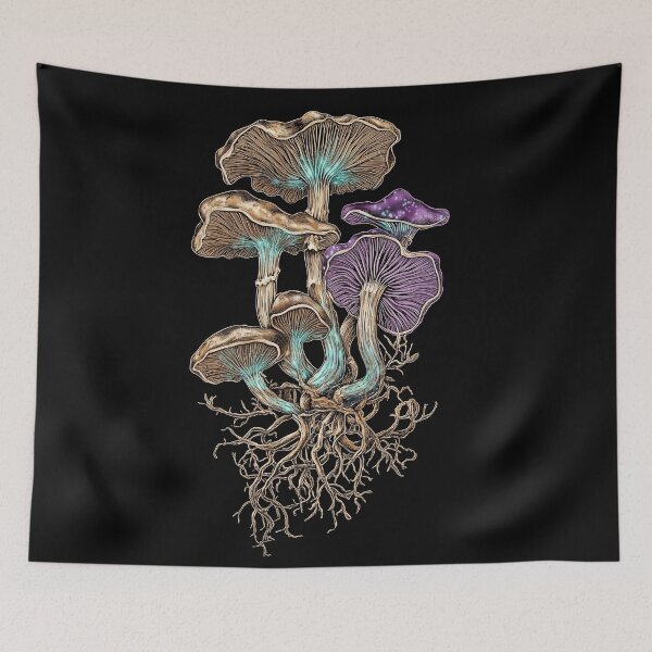 Item preview, Bioluminescent Fungi Dark Botanical Scientific Illustration designed and sold by dragonwolfpack.