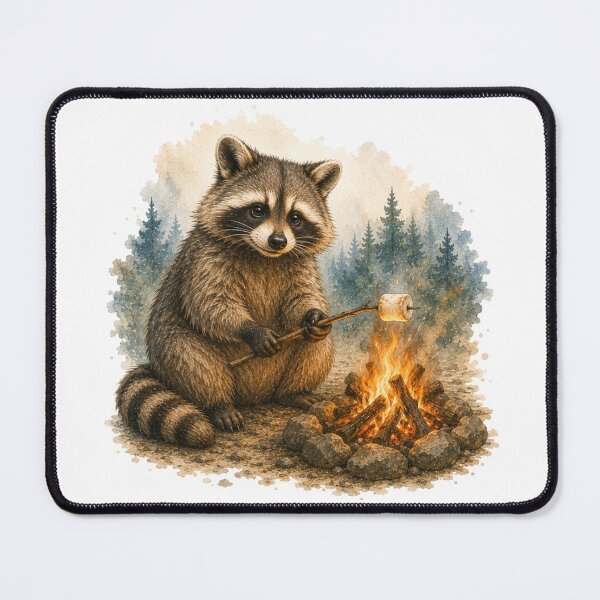 Item preview, Cozy Raccoon Roasting Marshmallows Campfire Night designed and sold by AQUILAKREO.