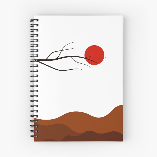 Item preview, Japanese Landscape Red Sun Nature Flat Illustration Minimal Asian Scenic Background designed and sold by niteshRart.